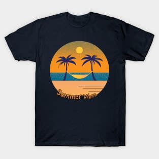 Summer Vibes - Retro Synth Sunset Style T-Shirt T-Shirt